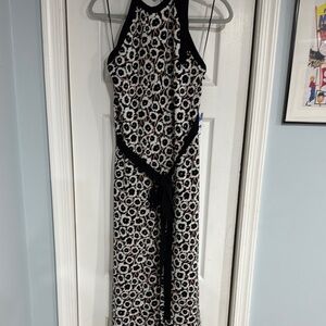 Stylish Black and White Halter Jumpsuit